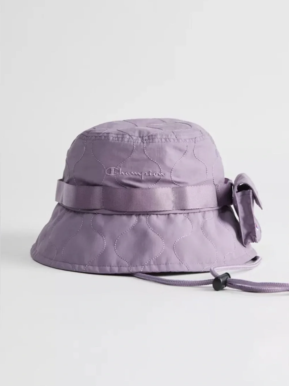 Champion UO Exclusive Taslan Quilted Bucket Hat Purple Adjustable Chin Strap